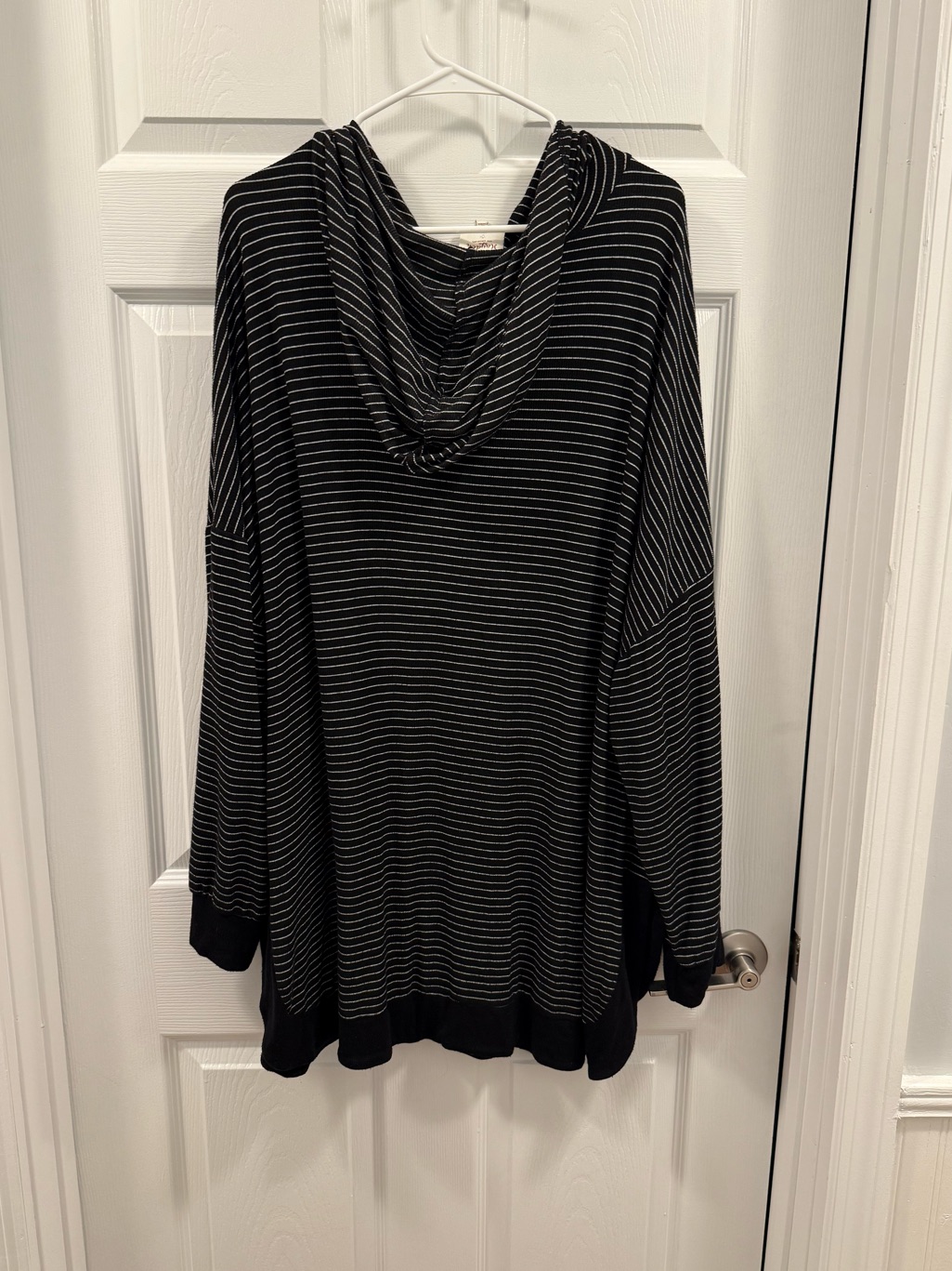 Hayden Striped Black And White Hooded Women's Tunic Sweater Size 2xl